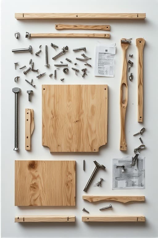 Disassembled furniture parts